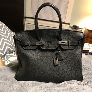 Genuine Leather Black Handbag